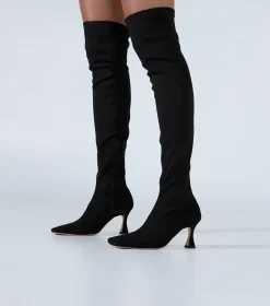 Fancy Black Stretch Suede