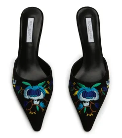 Spring Black Suede/Blue Floral