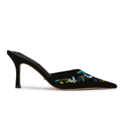 Spring Black Suede/Blue Floral