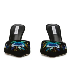 Spring Black Suede/Blue Floral